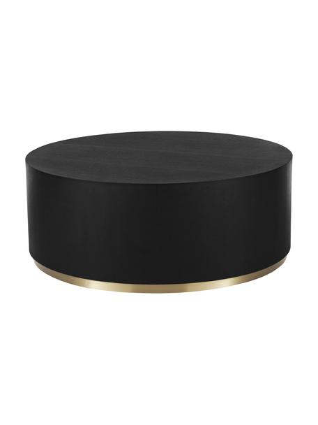 Grande table basse ronde Clarice, Noir, couleur dorée, Ø 90 cm