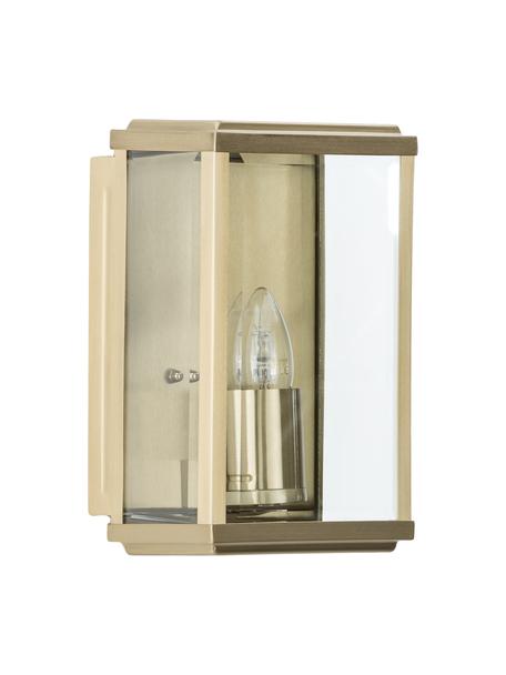 Applique murale d'extérieur style industriel Wally, Acier inoxydable, revêtement par poudre, vitres en verre, Laiton, vieilli, transparent, larg. 16 x haut. 25 cm