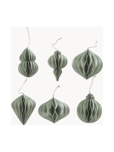 Handgefertigtes Deko-Anhänger-Set Sander, 6-tlg., Recyceltes Papier, Grün, Ø 11 x H 12 cm
