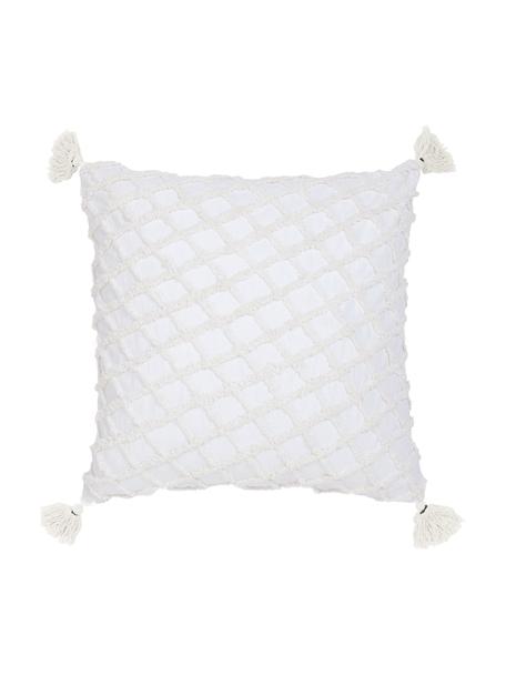 Poszewka na poduszkę z chwostami Royal, Bawełna, Biały, S 45 x D 45 cm