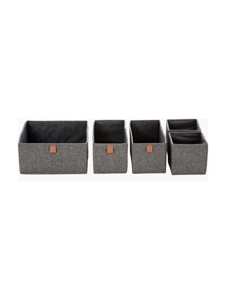 Set de cajas Premium, 5 uds., Gris oscuro, marrón, Set de diferentes tamaños