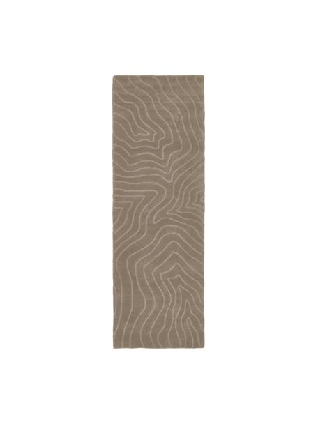 Ręcznie tuftowany chodnik z wełny Aaron, Taupe, S 80 x D 250 cm