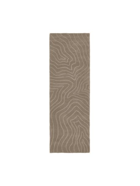 Tapis en laine taupe, tufté main Aaron, Taupe, larg. 80 x long. 250 cm