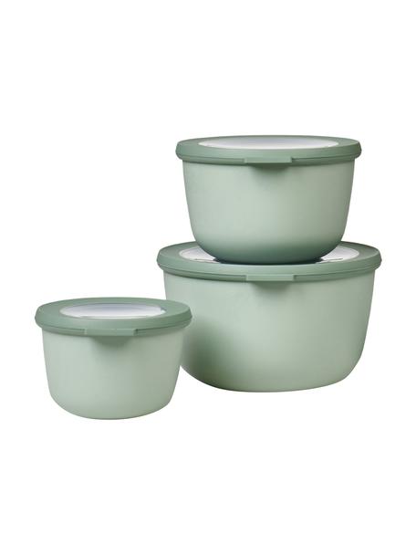 Súprava okrúhlych úložných misiek Cirqula, 3 diely, Polypropylén (PP), termoplastické elastoméry (TPE), bez BPA, Šalviovozelená, 500 ml / 1 l / 2 l