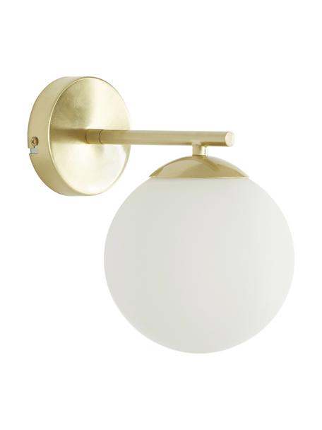 Applique murale boule en verre opalescent Atlanta, Blanc, couleur laitonnée, prof. 23 x haut. 22 cm