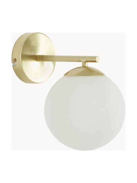 Applique murale boule en verre opalescent Atlanta, Blanc, doré, prof. 23 x haut. 22 cm