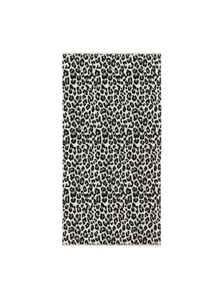 Telo mare con stampa leopardata Dale, Stampa: 100% velour Il materiale , Motivo leopardato bianco/nero, Larg. 90 x Lung. 170 cm