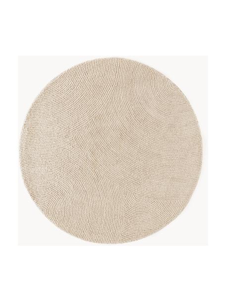 Tapis rond à poils ras tufté main, en matériaux recyclés Eleni, Beige, Ø 150 cm (taille M)