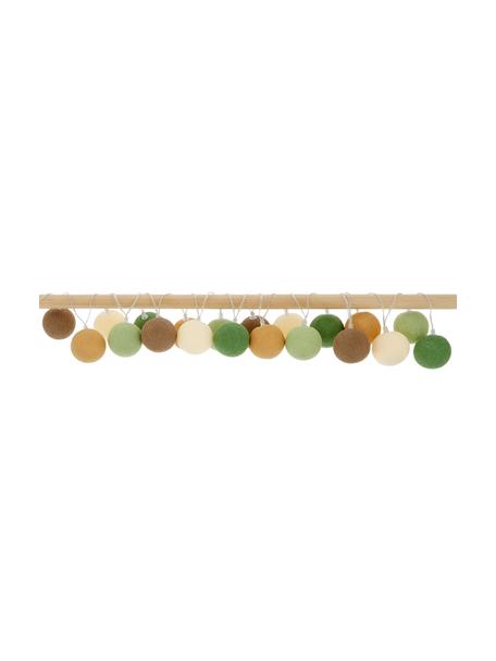 Ghirlanda a LED Colorain, 378 cm, 20 lampioni, Lanterne: poliestere, certificate W, Beige, tonalità marroni e verdi, Lunghezza 378 cm