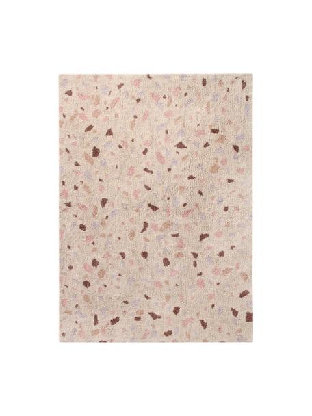 Handgeweven kindervloerkleed Terrazzo, wasbaar, Bovenzijde: 97% katoen, 3% kunstvezel, Onderzijde: 100% katoen, Perzik, roze tinten, B 140 x L 200 cm (maat M)