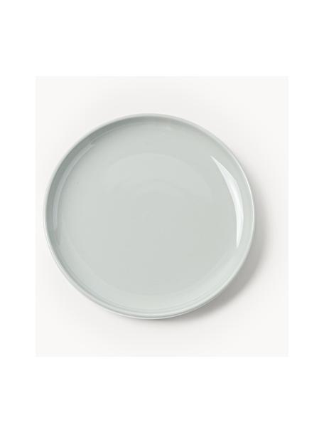 Piattini da dessert in porcellana Nessa 4 pz, Porcellana a pasta dura di alta qualità, Grigio chiaro lucido, Ø 19 x Alt. 3 cm
