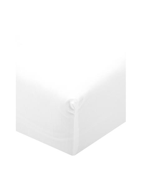 Drap-housse en percale de coton Elsie, Blanc, larg. 90 x long. 200 cm
