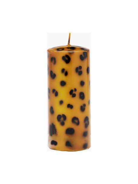 Bougie pilier artisanale Leopard, haut. 15 cm, Paraffine, Brun clair, noir, Ø 7 x haut. 15 cm