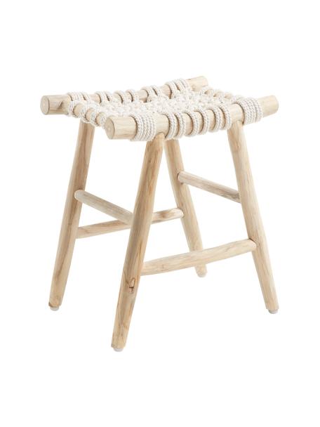 Stolička v boho stylu Edgard, Teakové dřevo, bílá, Š 45 cm, V 45 cm