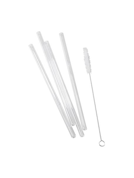 Glazen rietjesset Long Drink met borstel, 4-delig, Borosilicaatglas, Transparant, L 20 cm