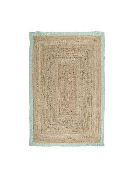 Ručne tkaný jutový koberec  Shanta, 100 % juta, Hnedá, mätovozelená, Š 80 x D 150 cm (veľkosť XS)