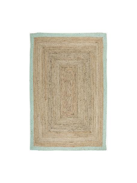 Handgemaakt juten vloerkleed Shanta, 100% jute

Het in dit product gebruikte materiaal is getest op schadelijke stoffen en gecertificeerd volgens STANDARD 100 by OEKO-TEX® 16.HIN.79297 HOHENSTEIN HTTI., Bruin, mintgroen, B 200 x L 300 cm (maat L)