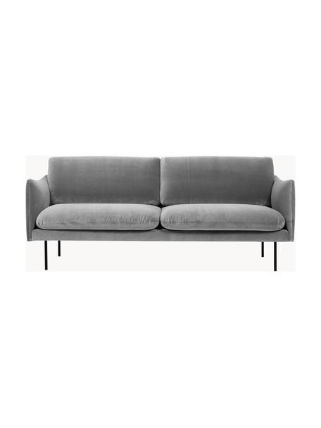 Divano 2 posti in velluto Moby, Rivestimento: velluto (rivestimento in , Struttura: legno di pino massiccio, , Piedini: metallo verniciato a polv, Velluto grigio, Larg. 170 x Prof. 95 cm