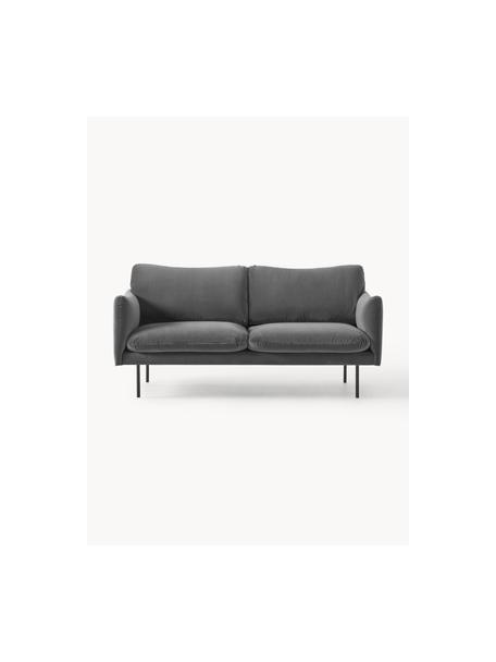 Canapé 2 places en velours Moby, Velours gris, larg. 170 x prof. 95 cm
