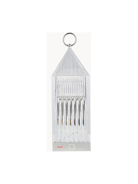 Lampada da tavolo portatile da esterno con stazione di ricarica Lantern, luce regolabile, Plastica, Argentato, Larg. 10 x Alt. 31 cm