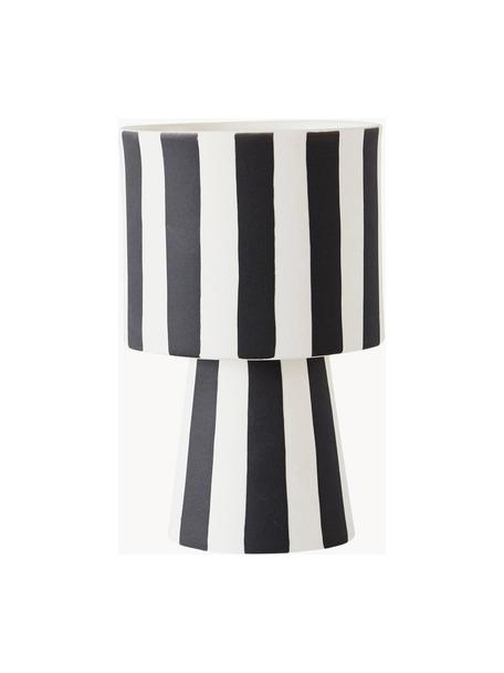Kleine handgemaakte plantenpot Toppu van keramiek, Keramiek, Wit, zwart, Ø 10 x H 15 cm