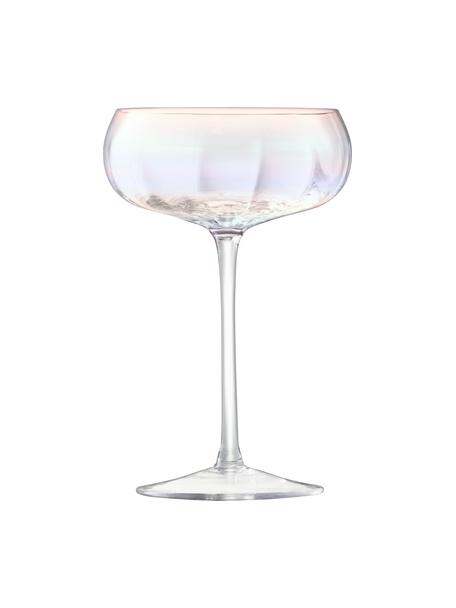 Mundgeblasene Champagnerschalen Pearl mit schimmerndem Perlmuttglanz, 2 Stück, Glas, Transparent, irisierend, Ø 11 x H 16 cm, 300 ml