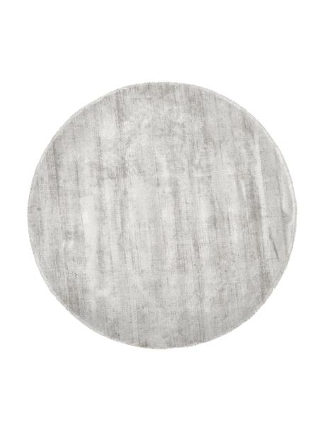 Rond viscose vloerkleed Jane, handgeweven, Onderzijde: 100% katoen, Greige, Ø 120 cm (maat S)