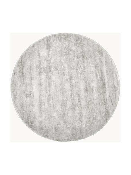 Alfombra redonda artesanal de viscosa Jane, Parte superior: 100% viscosa, Reverso: 100% algodón El material , Gris claro, Ø 120 cm (Tamaño S)