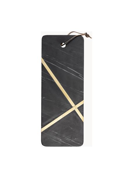 Planche à découper en marbre Elsi, Noir, marbré, doré, larg. 41 x haut. 16 cm