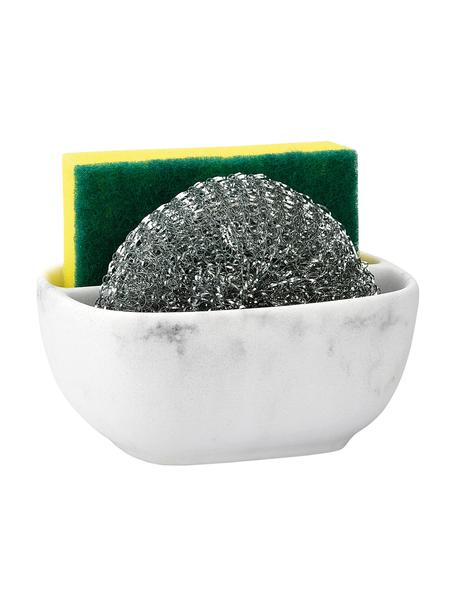 Organizer na gąbki Galia, 3 elem., Biały, odcienie srebrnego, S 13 x W 6 cm