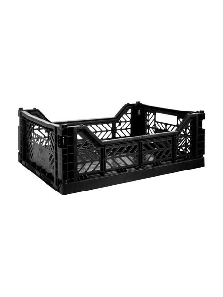 Opvouwbare box Black, stapelbaar, medium, Kunststof, Zwart, B 40 x H 14 cm