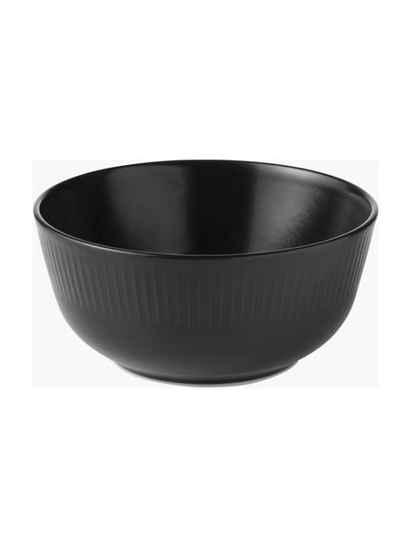 Schälchen Groove mit Rillenstruktur, 4 Stück, Steingut, Schwarz, Ø 15 x H 7 cm
