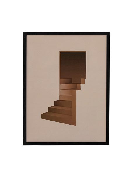 Gerahmter Kunstdruck Andrey, Rahmen: Kiefernholz, Schwarz, Brauntöne, B 32 x H 42 cm