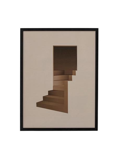 Gerahmter Kunstdruck Andrey, Rahmen: Kiefernholz, Schwarz, Brauntöne, B 32 x H 42 cm
