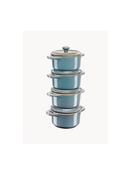 Petits pots Mini Cocotte, 4 pièces, Céramique, émaillée, Bleu pétrole, Ø 10 x haut. 7 cm, 200 ml