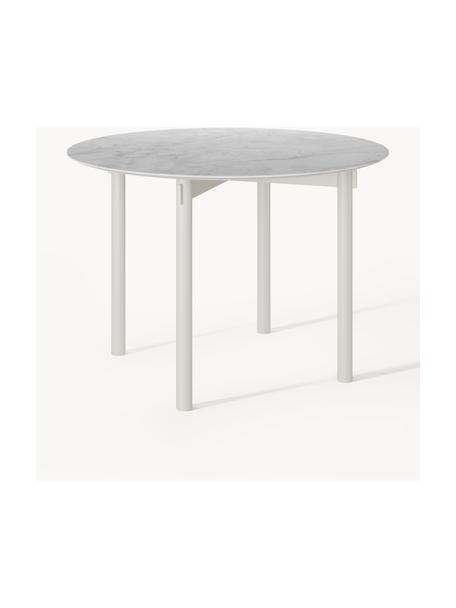 Mesa de comedor redonda Mavi, Ø 110 cm, Tablero: cerámica, Patas: metal con pintura en polv, Blanco, Ø 110 cm