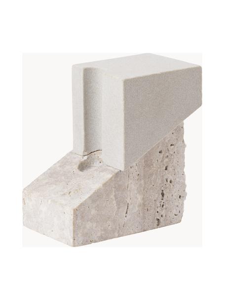 Kerzenhalter Offset aus Travertin, Sandstein, Travertin, Travertin Hellbeige, B 7 x H 12 cm