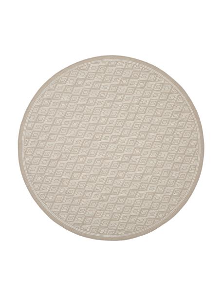 Rond in- en outdoor vloerkleed Capri, 86% polypropyleen, 14% polyester, Wit, beige, Ø 140 cm (maat M)