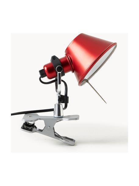 Kleine klem bureaulamp Tolomeo Micro Pinza, Lampenkap: gecoat aluminium, Rood, Ø 16 x H 20 cm