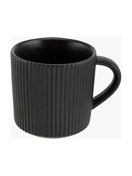 Tazas de café mates con relieves Neri, 2 uds., Gres
Con estructura de surcos y superficie ligeramente rugosa, Negro mate, Ø 9 x Al 9 cm, 350 ml