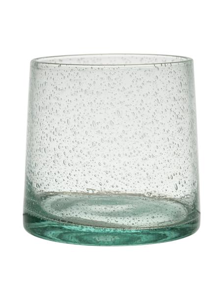 Mondgeblazen waterglazen Lorea in groen met luchtholten, 6 stuks, Glas, Groen, Ø 7 x H 8 cm