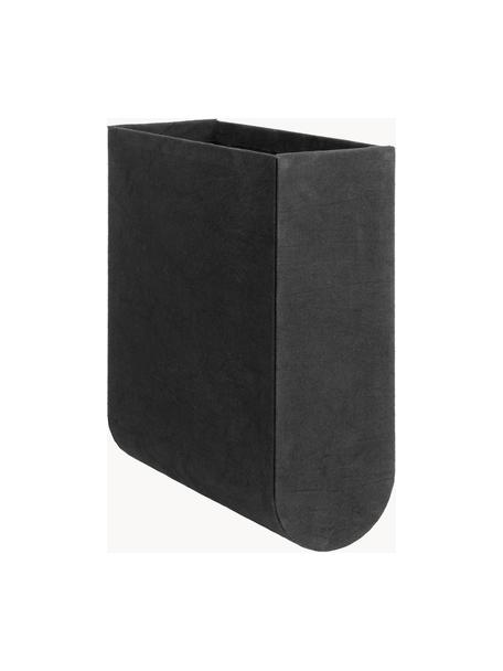 Boîte de rangement artisanale Curved, Noir, larg. 12 x haut. 33 cm