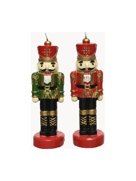 Bougies décoratives Nutcracker, haut. 21 cm, 2 pièces, Cire, Multicolore, larg. 7 x haut. 15 cm