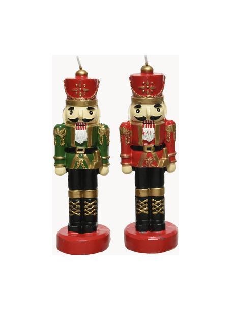 Set 2 candele decorative Nussknacker, alt. 21 cm, Cera, Multicolore, Larg. 7 x Alt. 15 cm