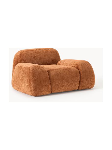 Fauteuil lounge en peluche-bouclé Wolke, Peluche-bouclé terracotta, larg. 138 x prof. 105 cm