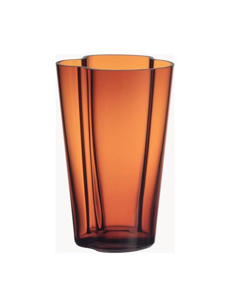 Jarrón soplado artesanalmente Alvaro Aalto, 22 cm, Vidrio soplado artesanalmente, Naranja transparente, An 14 x Al 22 cm