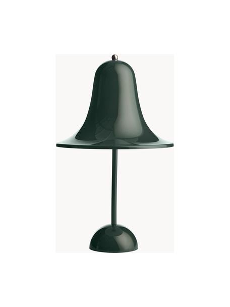 Kleine mobile LED-Tischlampe Pantop, Design Verner Panton, Kunststoff, Dunkelgrün, glänzend, Ø 18 x H 30 cm