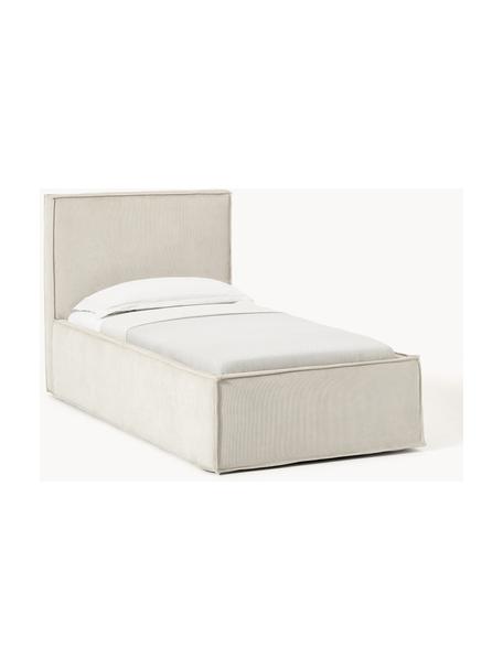 Cama tapizada de pana con espacio de almacenaje Dream, Tapizado: pana (92% poliéster, 8% p, Cuerpo: madera de pícea maciza, a, Pana beige claro, An 90 x L 200 cm