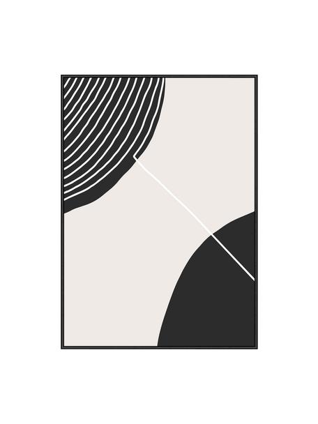 Oprawiony druk cyfrowy Feminine Doodles, Czarny, biały, beżowy, S 52 x W 72 cm