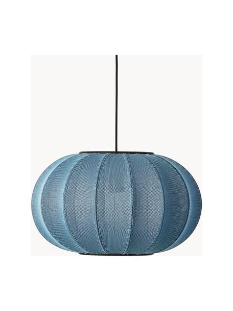 Hanglamp Knit-Wit uit kunstvezel, Lampenkap: kunstvezel, Decoratie: gecoat metaal, Grijsblauw, Ø 45 x H 26 cm
